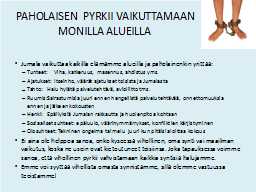 PAHOLAISEN  PYRKII VAIKUTTAMAAN MONILLA ALUEILLA 