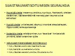 SIJAISTRAUMATISOITUMISEN SEURAUKSIA